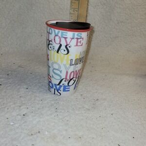 Starbucks Love Is/Love‎ Pride Double Wall Ceramic Travel To-Go Mug Lid 12 oz NEW